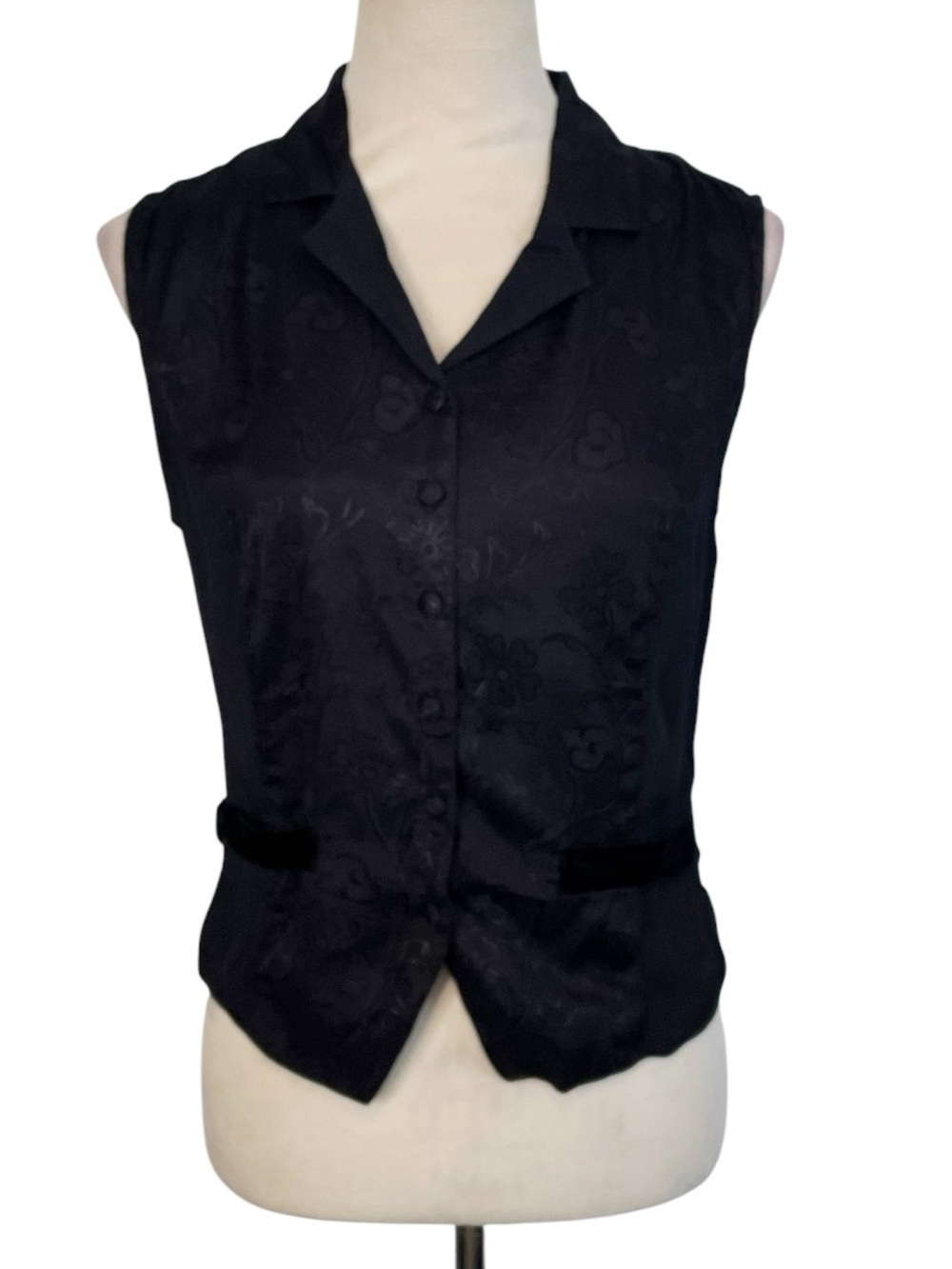 90’s Vintage Deadstock NeoNostalgia Black Floral Damask Vest-S